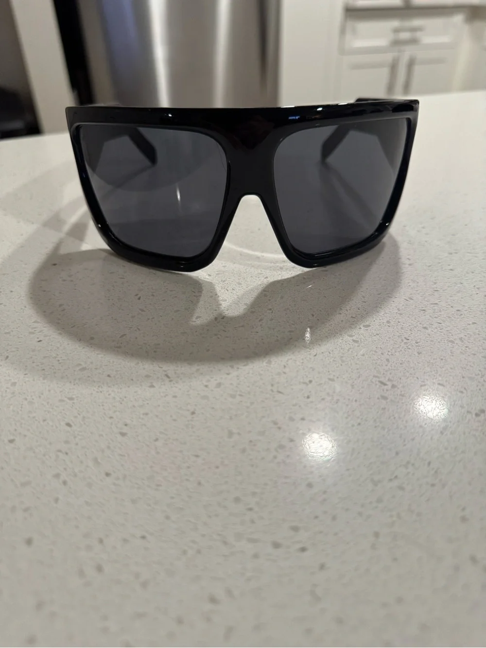 Rick Owens Davis Shield Sunglasses in Glossy Black